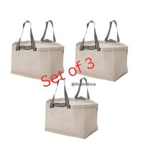 IKEA SET of 3 Beige and Black Large Tote Bags Shipping Shopping Moving